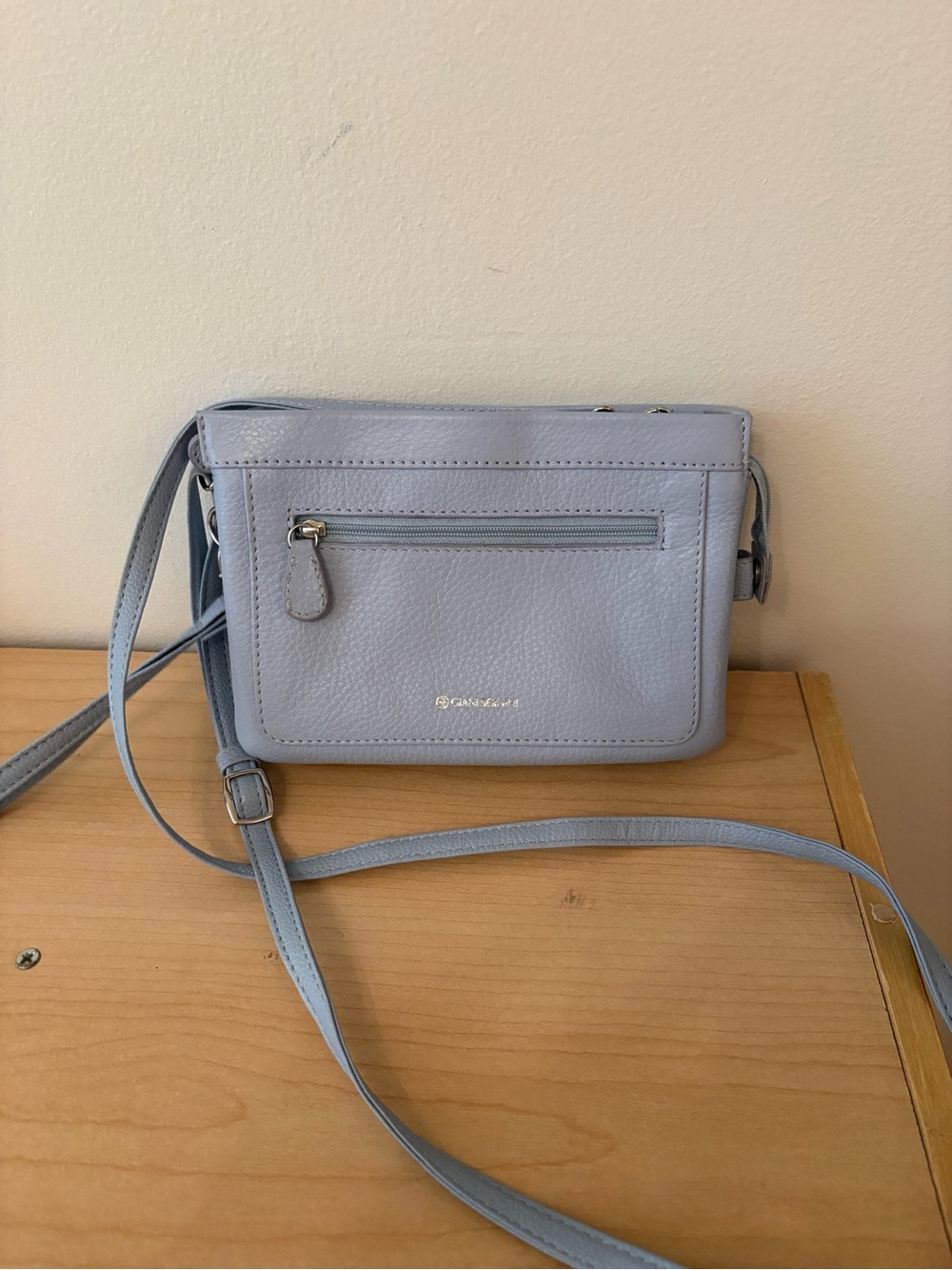 Giani Bernini Soft Leather Crossbody Wallet Light Blue Leather Wallet Wristlet